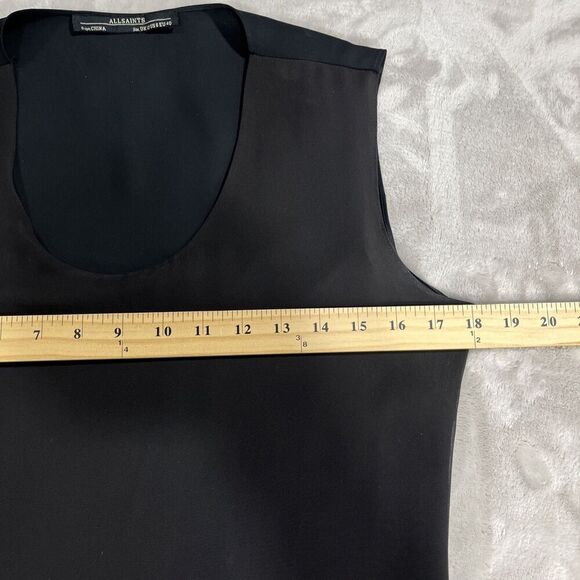 AllSaints Afia  Black Dress Size 8 Black Mini Twist Overlay Party Ready Side zip - Picture 9 of 13